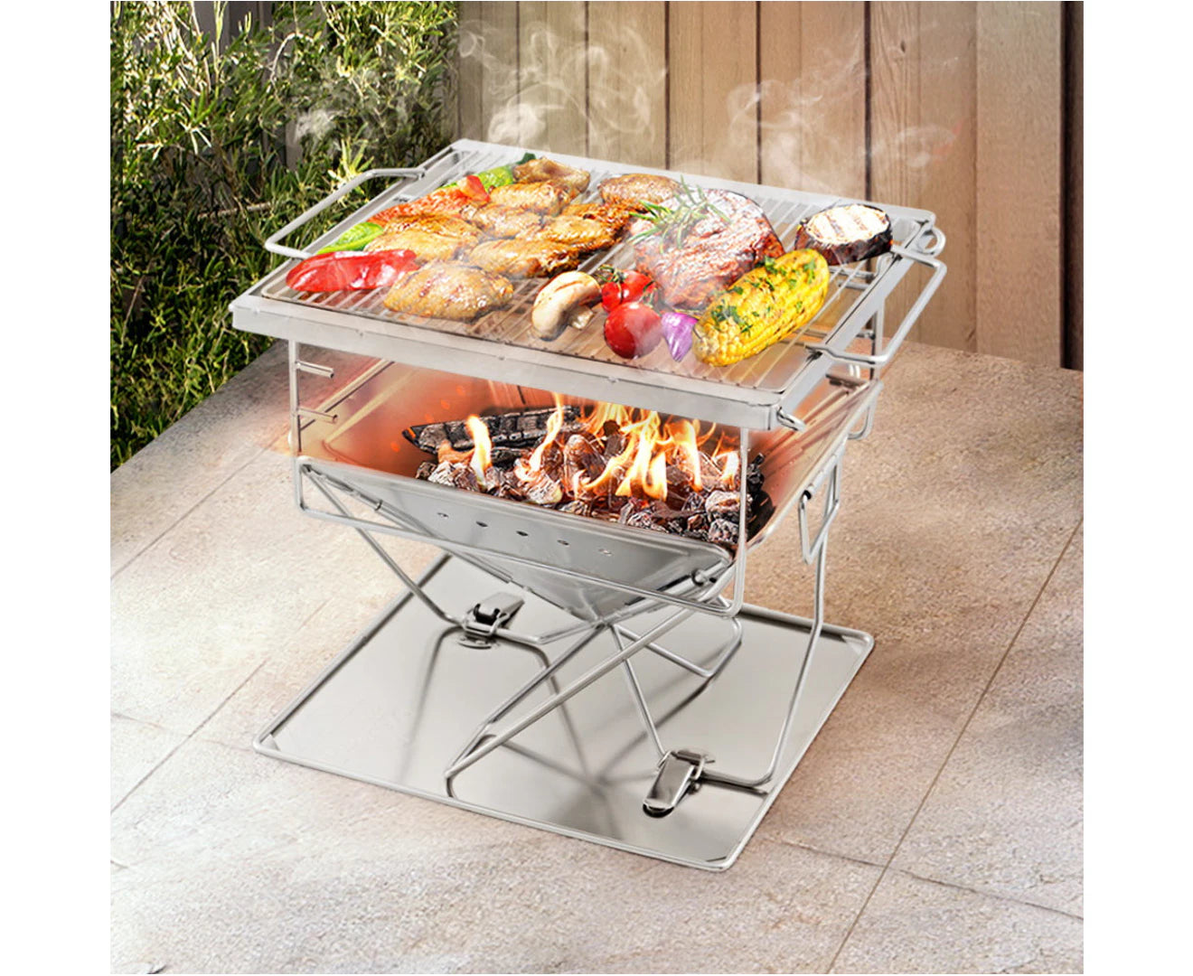 Fire Pit BBQ Grill with Carry Bag Camping